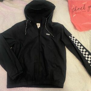 Black & Checkered Vans Waterproof Windbreaker Zip Up Hoodie